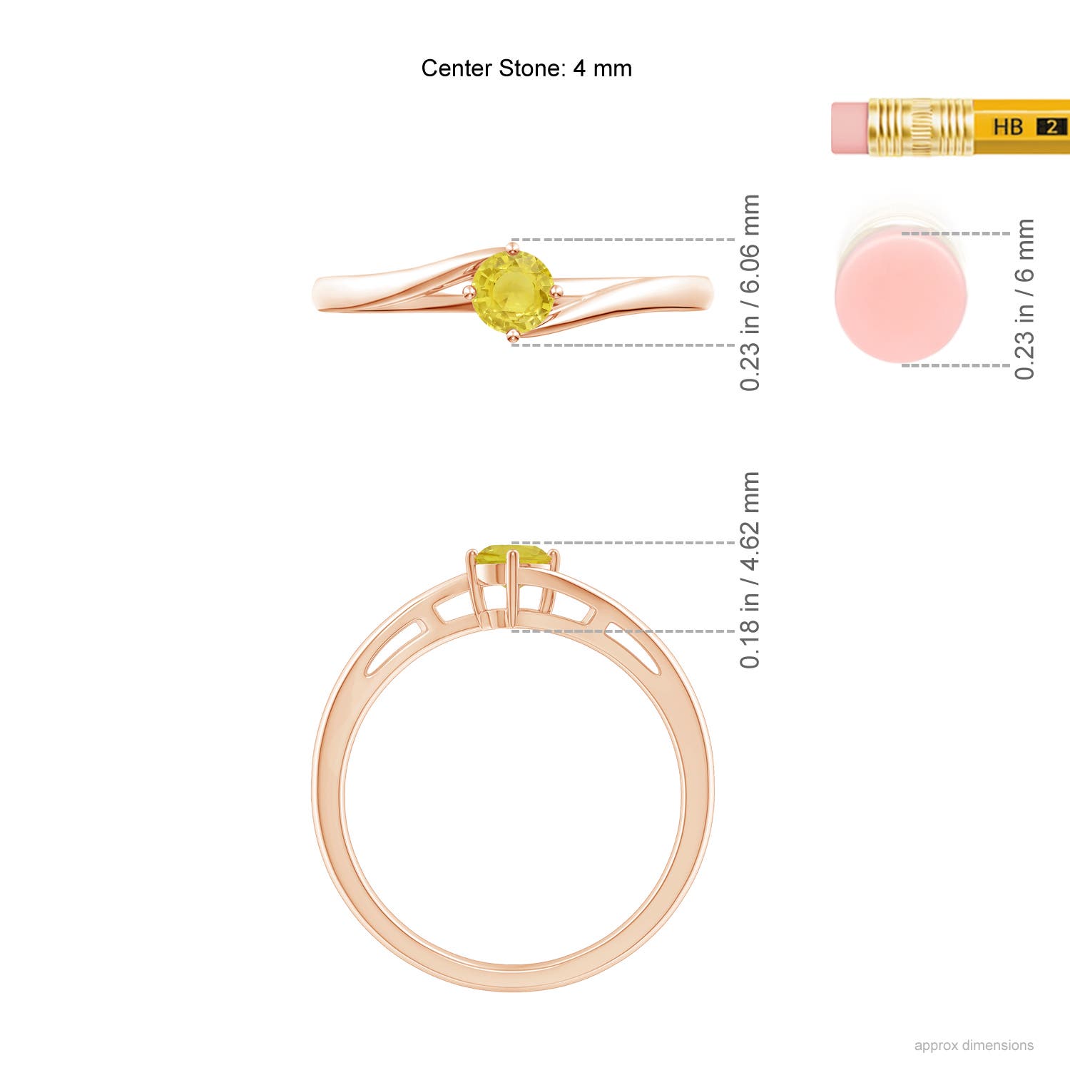 A - Yellow Sapphire / 0.27 CT / 14 KT Rose Gold