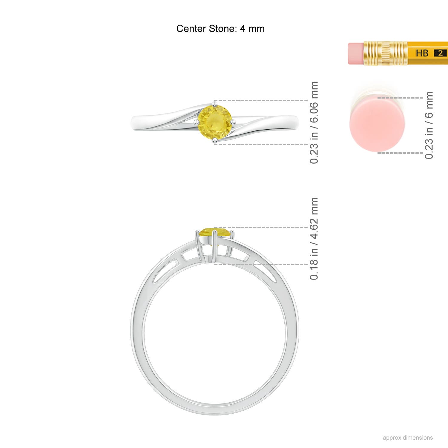 A - Yellow Sapphire / 0.27 CT / 14 KT White Gold