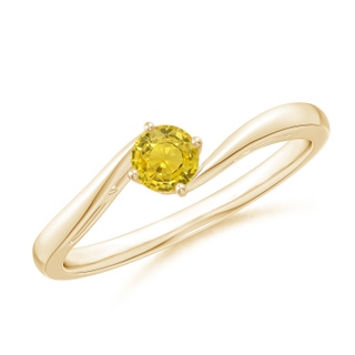 4mm AAA Classic Round Yellow Sapphire Solitaire Bypass Ring in 9K Yellow Gold
