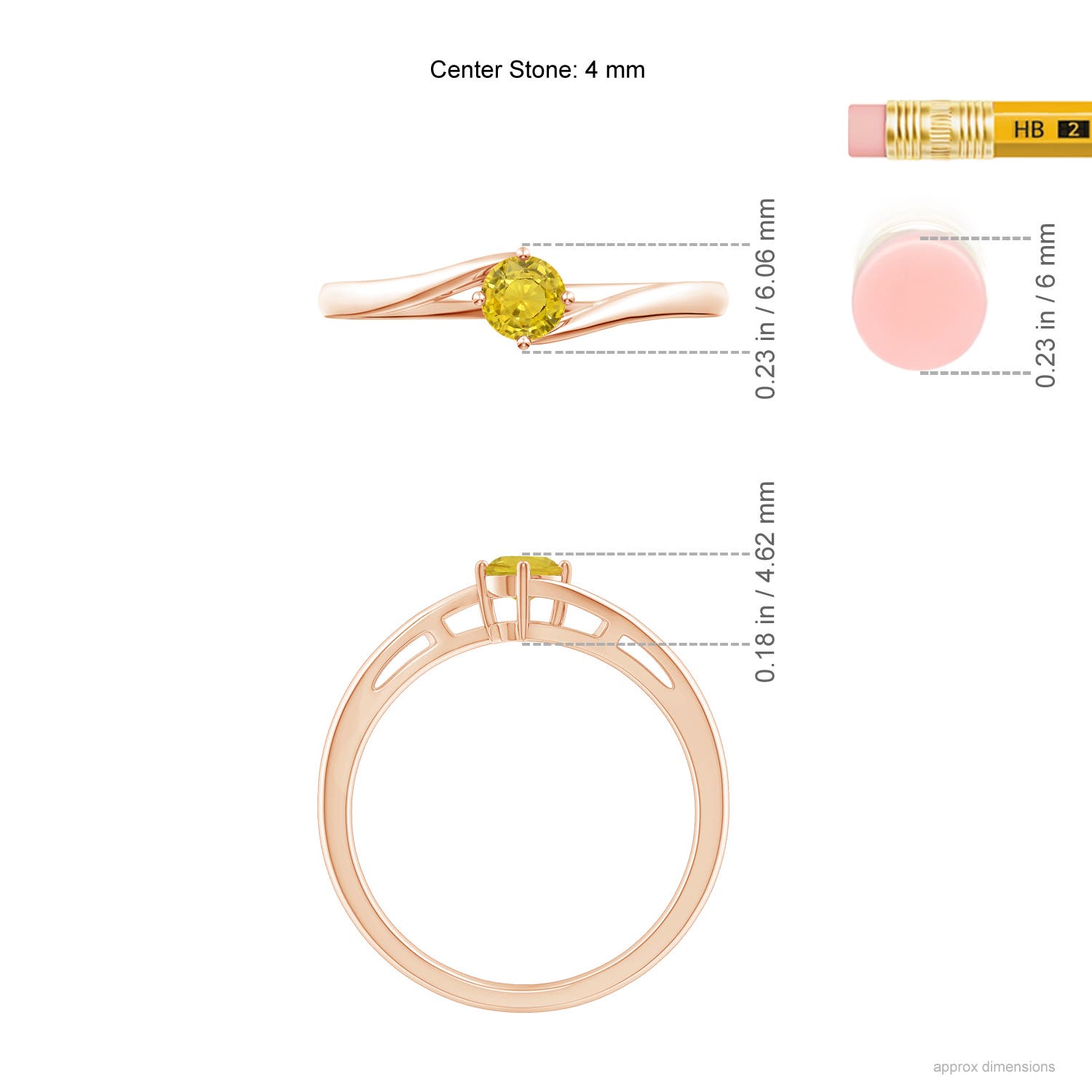 AAA - Yellow Sapphire / 0.27 CT / 14 KT Rose Gold