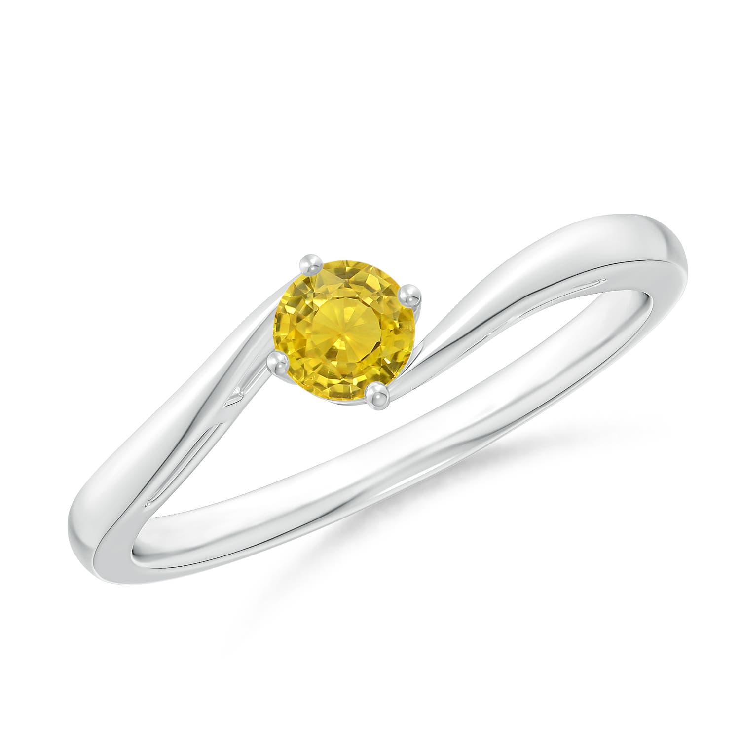 AAA - Yellow Sapphire / 0.27 CT / 14 KT White Gold