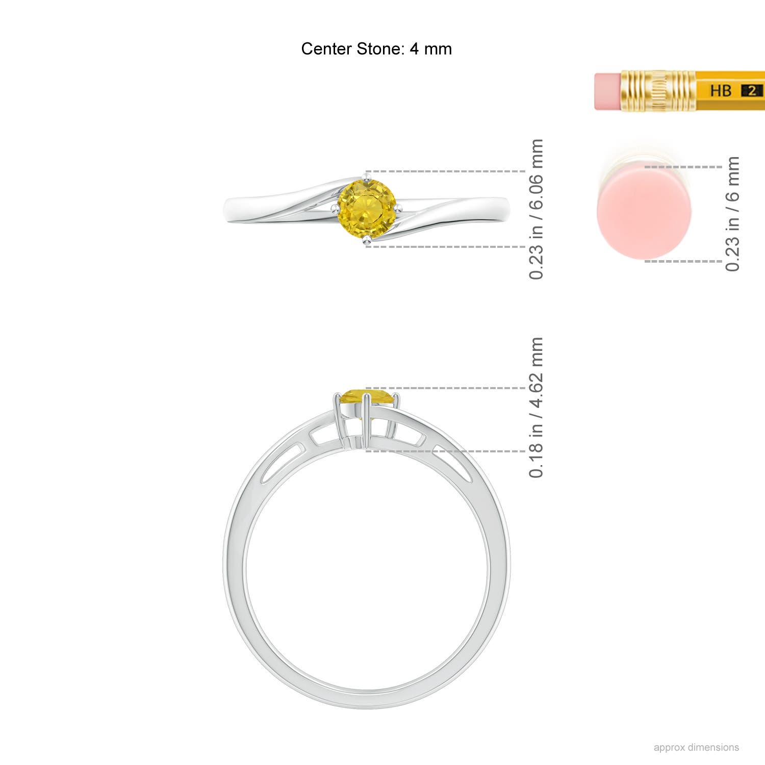 AAA - Yellow Sapphire / 0.27 CT / 14 KT White Gold