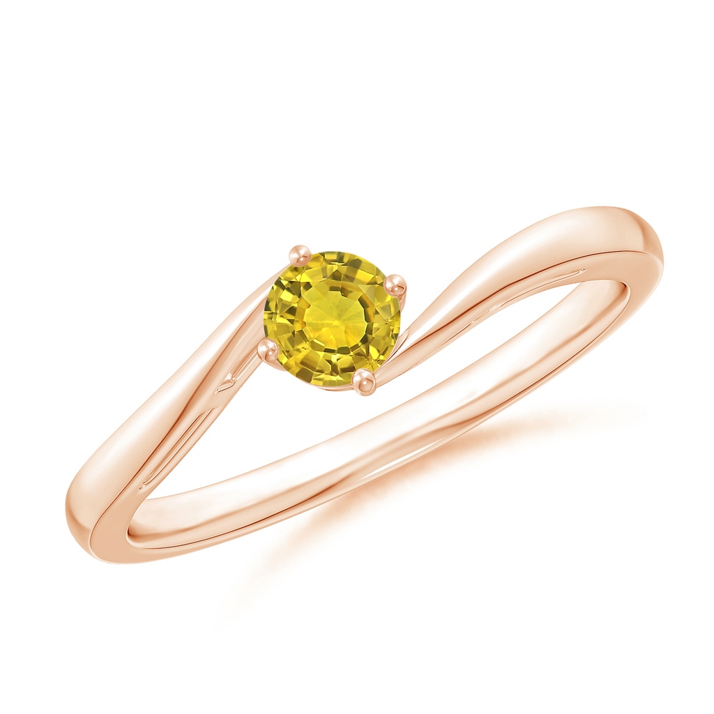 4mm AAAA Classic Round Yellow Sapphire Solitaire Bypass Ring in Rose Gold