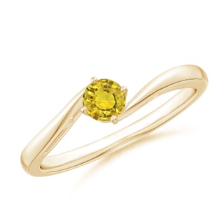 4mm AAAA Classic Round Yellow Sapphire Solitaire Bypass Ring in Yellow Gold