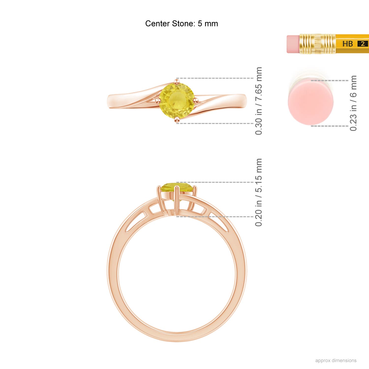 A - Yellow Sapphire / 0.53 CT / 14 KT Rose Gold