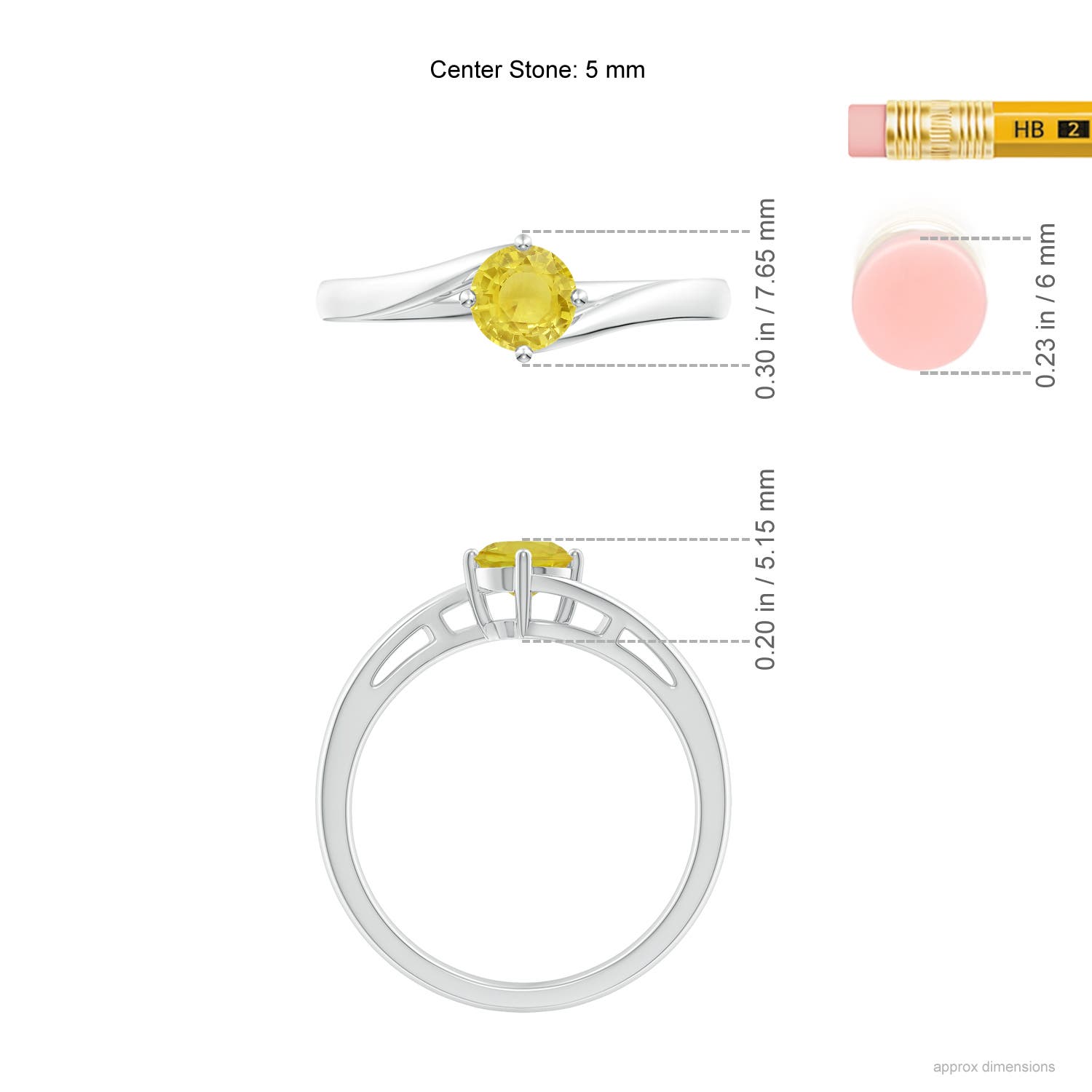 A - Yellow Sapphire / 0.53 CT / 14 KT White Gold