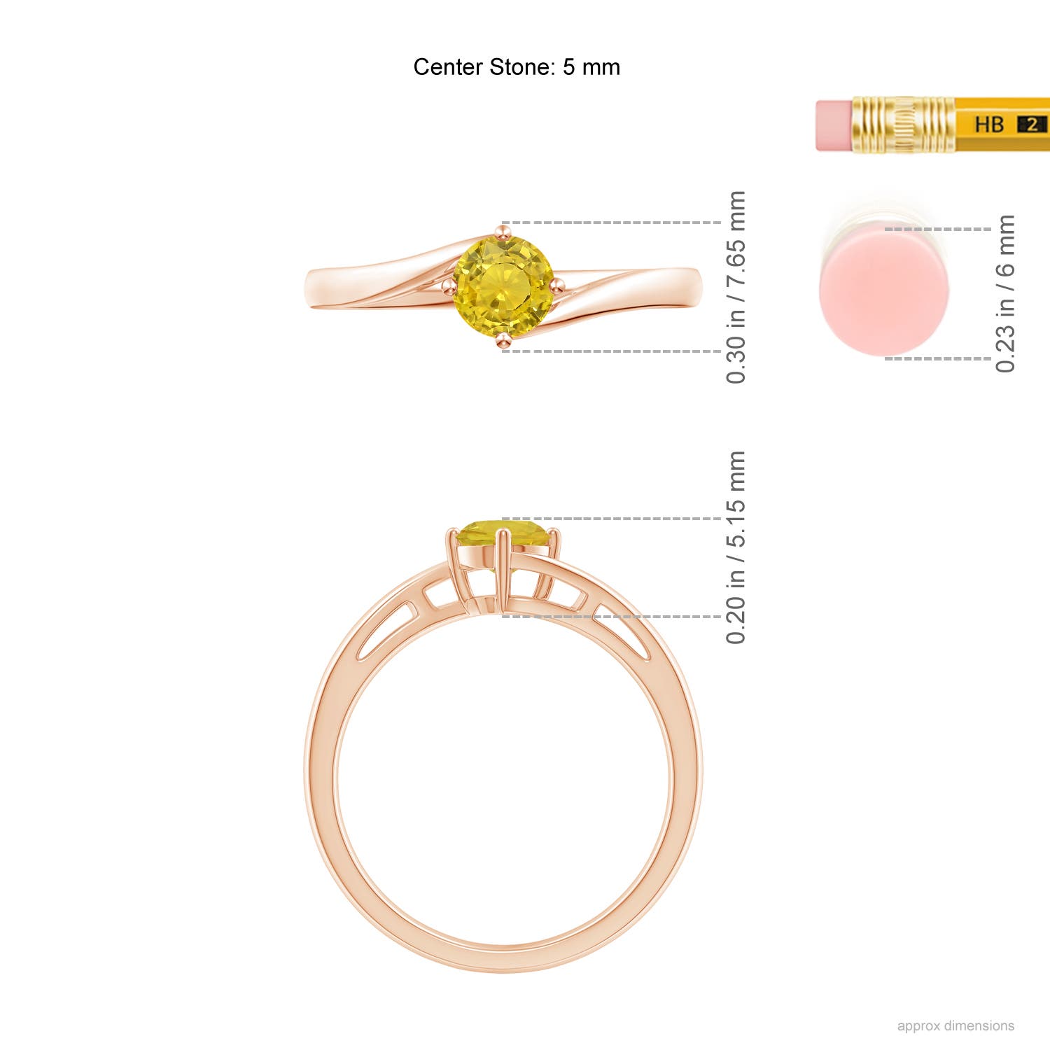 AAA - Yellow Sapphire / 0.53 CT / 14 KT Rose Gold