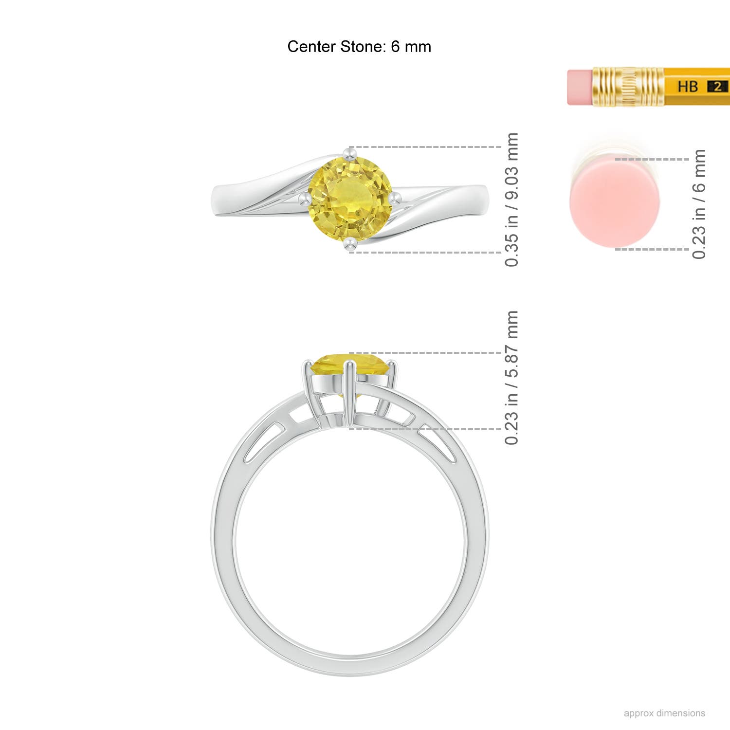 AA - Yellow Sapphire / 1 CT / 14 KT White Gold