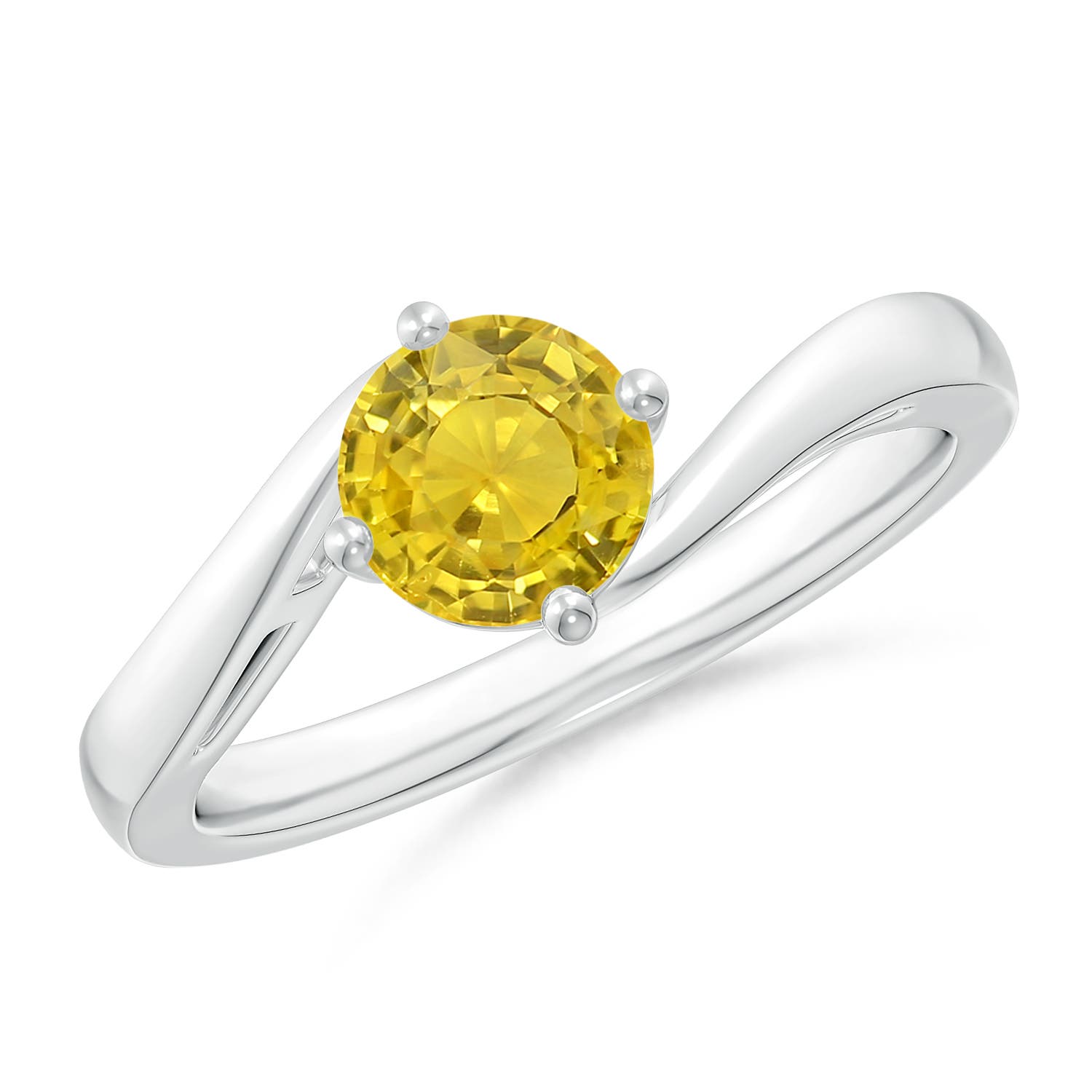 AAA - Yellow Sapphire / 1 CT / 14 KT White Gold