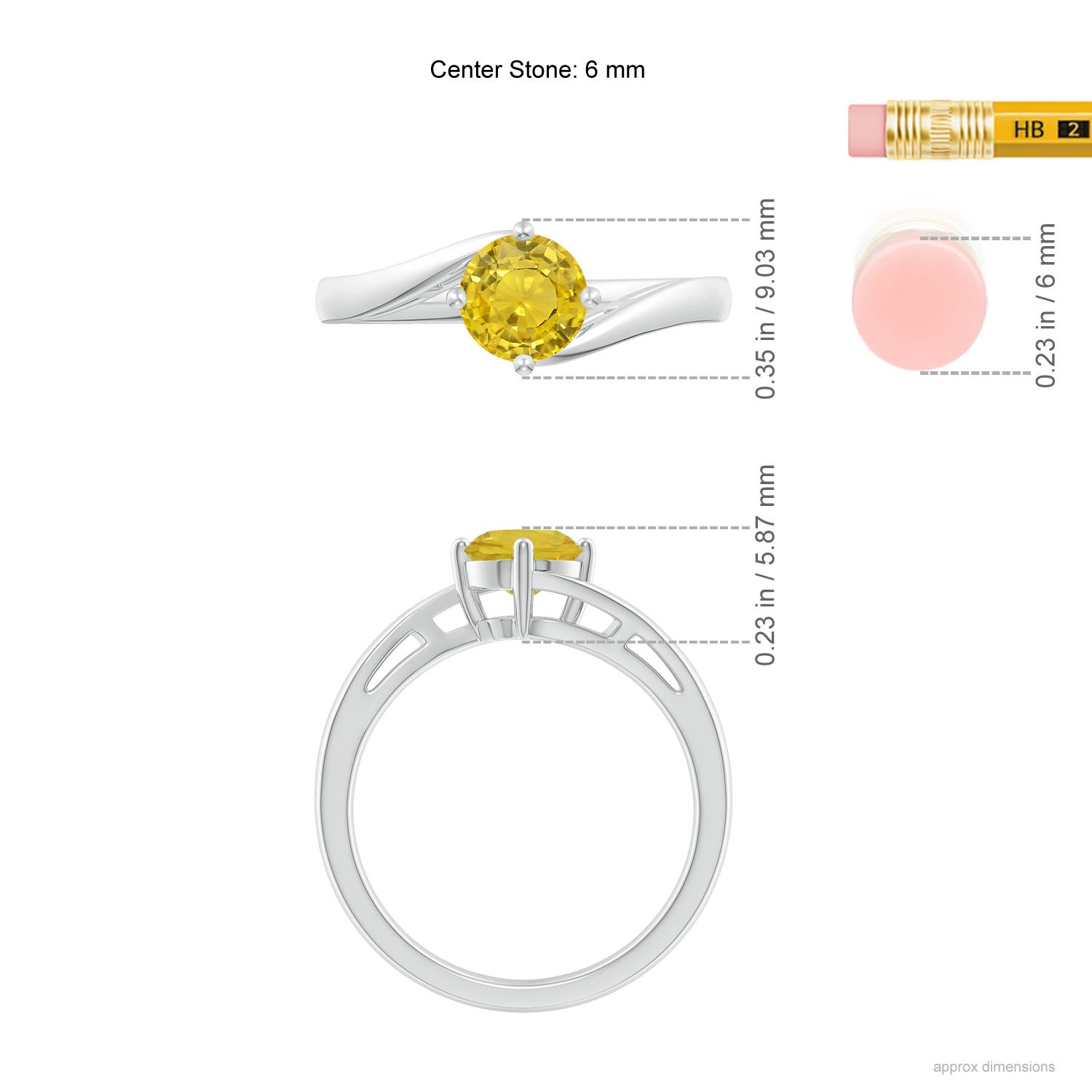 AAA - Yellow Sapphire / 1 CT / 14 KT White Gold