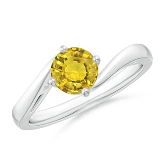 6mm AAAA Classic Round Yellow Sapphire Solitaire Bypass Ring in P950 Platinum