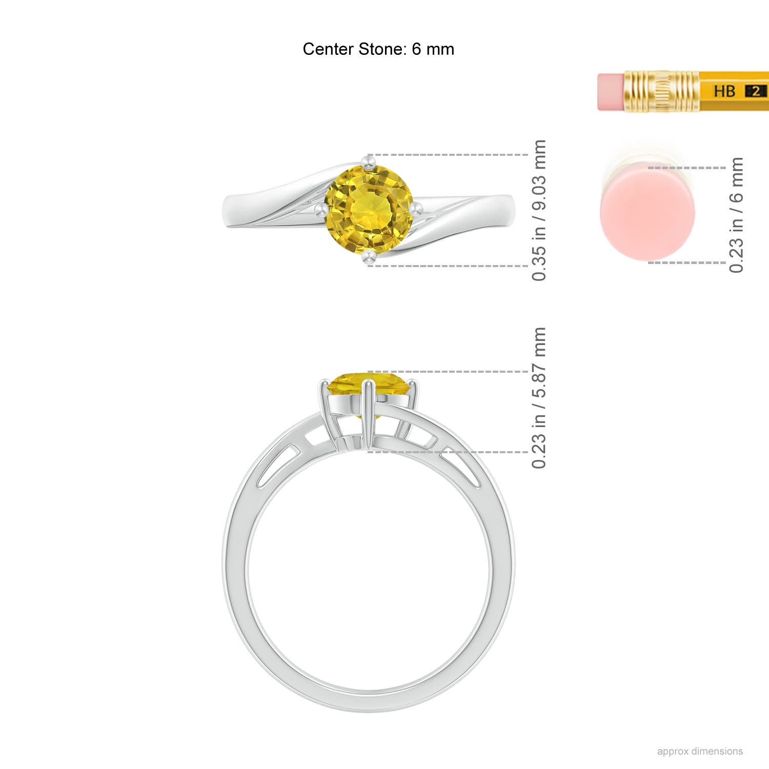 AAAA - Yellow Sapphire / 1 CT / 14 KT White Gold