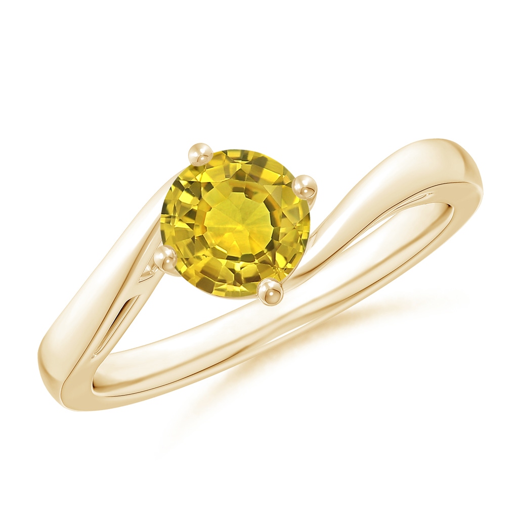 6mm AAAA Classic Round Yellow Sapphire Solitaire Bypass Ring in Yellow Gold