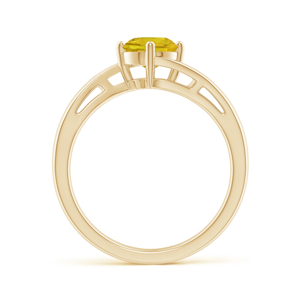 6mm AAAA Classic Round Yellow Sapphire Solitaire Bypass Ring in Yellow Gold Side-1