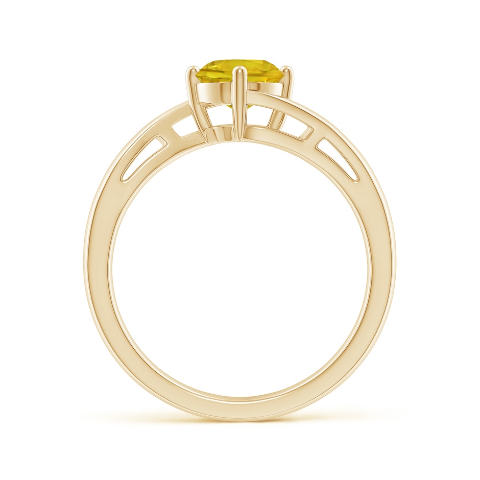 6mm AAAA Classic Round Yellow Sapphire Solitaire Bypass Ring in Yellow Gold side-1