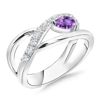 AA - Amethyst / 0.38 CT / 14 KT White Gold