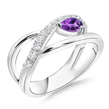 AAA - Amethyst / 0.38 CT / 14 KT White Gold