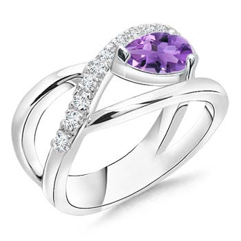 AA - Amethyst / 0.82 CT / 14 KT White Gold