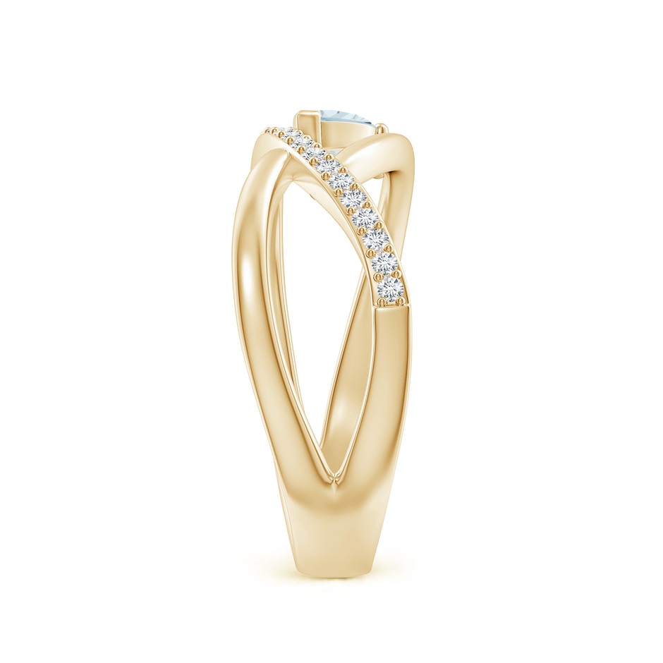 5x3mm A Criss Cross Pear Shaped Aquamarine Ring with Diamond Accents in Yellow Gold side-2
