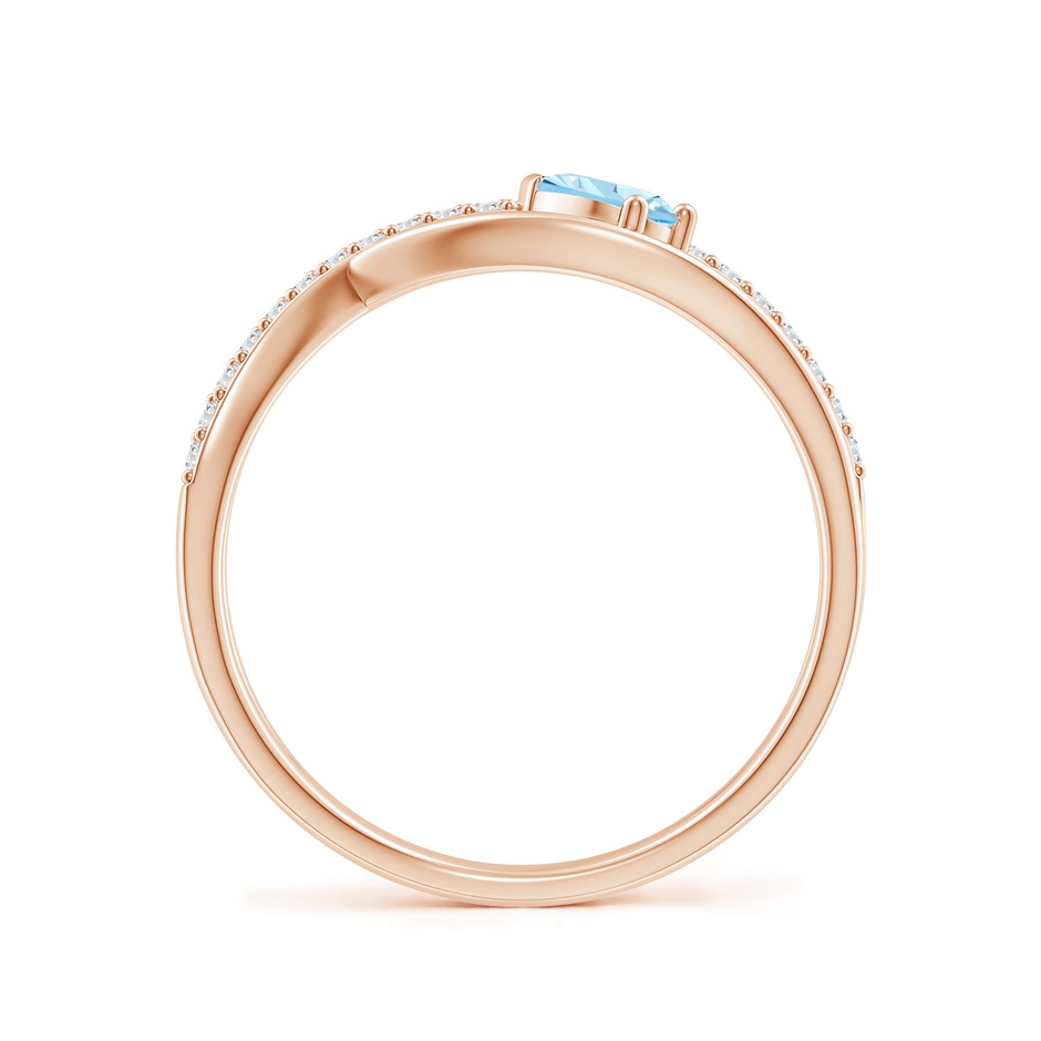 5x3mm AAA Criss Cross Pear Shaped Aquamarine Ring with Diamond Accents in Rose Gold side-1