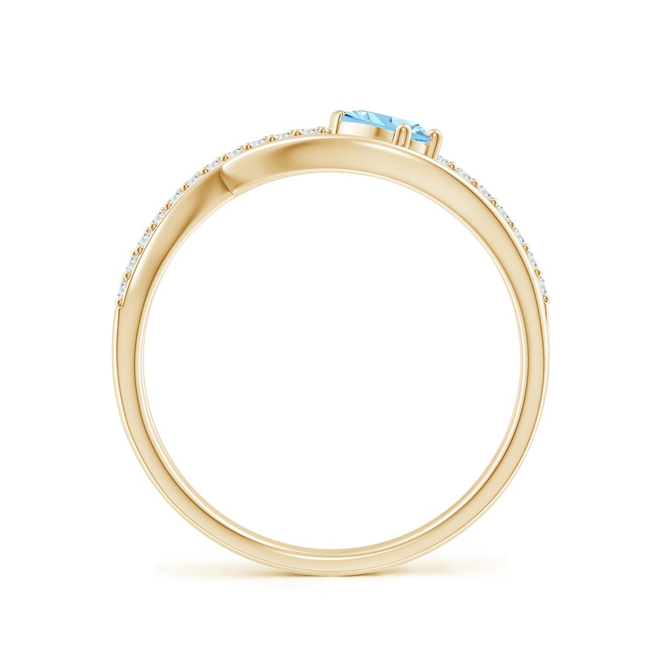5x3mm AAAA Criss Cross Pear Shaped Aquamarine Ring with Diamond Accents in Yellow Gold side-1