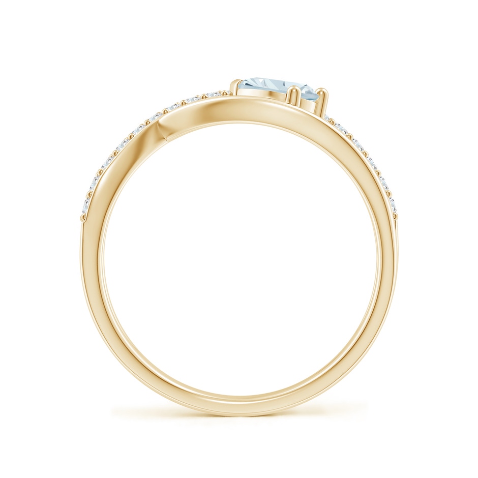 6x4mm A Criss Cross Pear Shaped Aquamarine Ring with Diamond Accents in Yellow Gold side-1