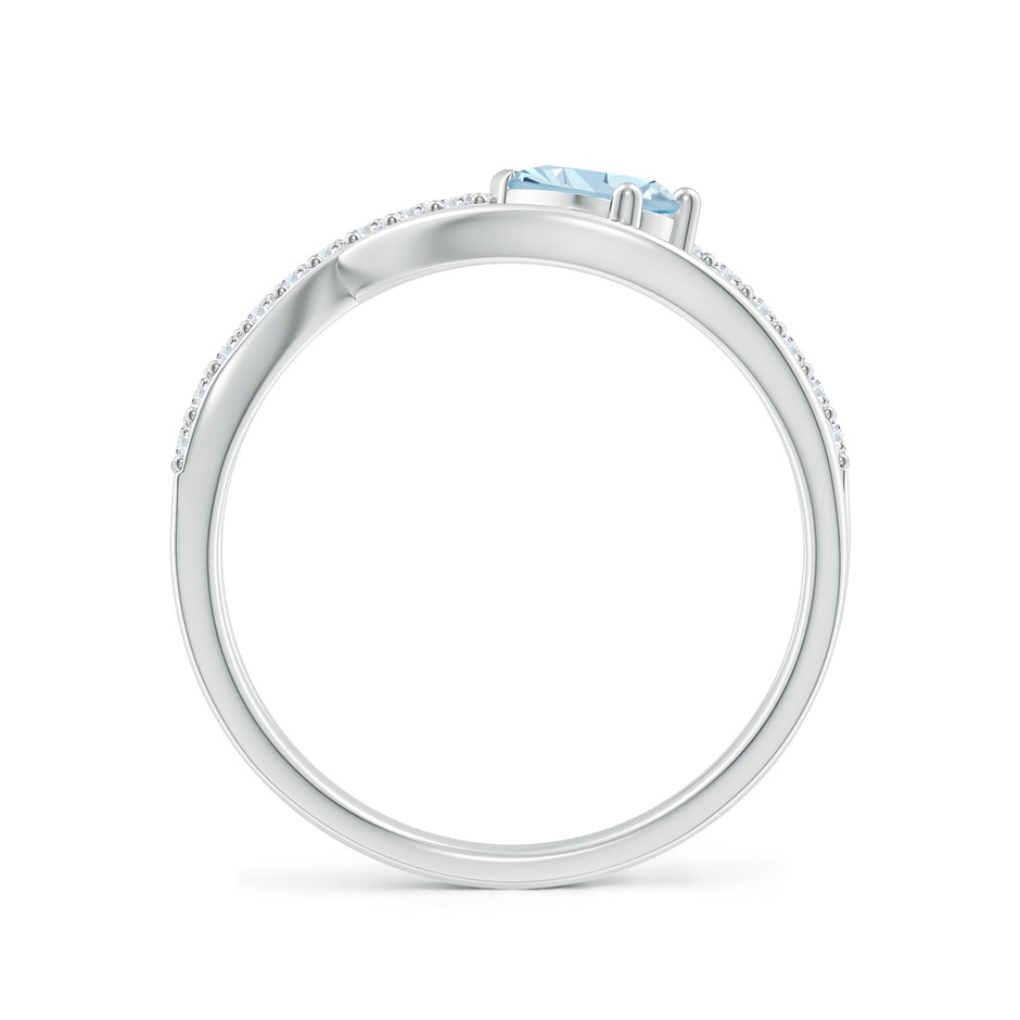 6x4mm AA Criss Cross Pear Shaped Aquamarine Ring with Diamond Accents in P950 Platinum side-1
