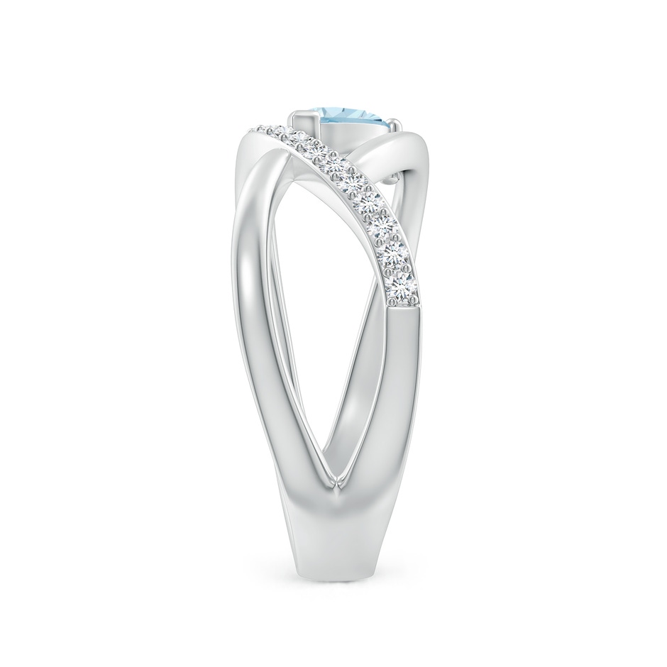 6x4mm AA Criss Cross Pear Shaped Aquamarine Ring with Diamond Accents in P950 Platinum side-2