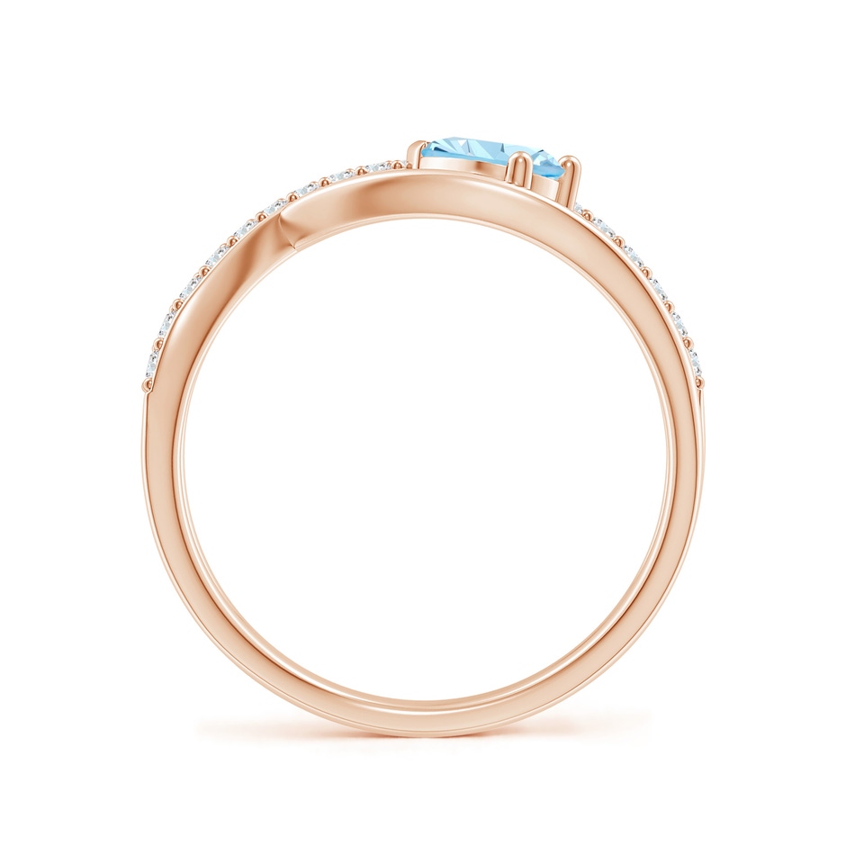 6x4mm AAA Criss Cross Pear Shaped Aquamarine Ring with Diamond Accents in Rose Gold side-1