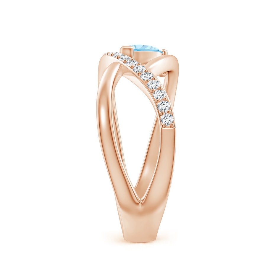 6x4mm AAA Criss Cross Pear Shaped Aquamarine Ring with Diamond Accents in Rose Gold side-2