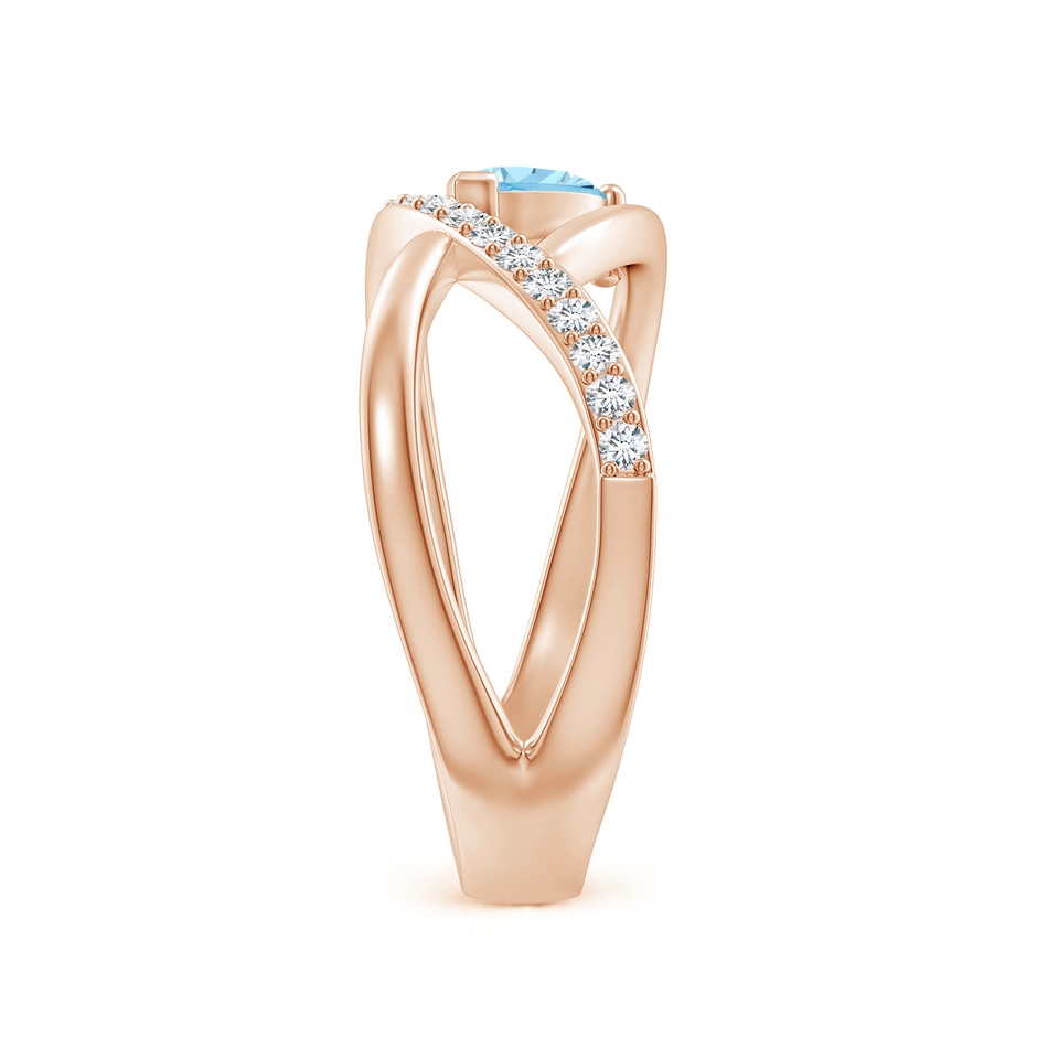 6x4mm AAAA Criss Cross Pear Shaped Aquamarine Ring with Diamond Accents in Rose Gold side-2
