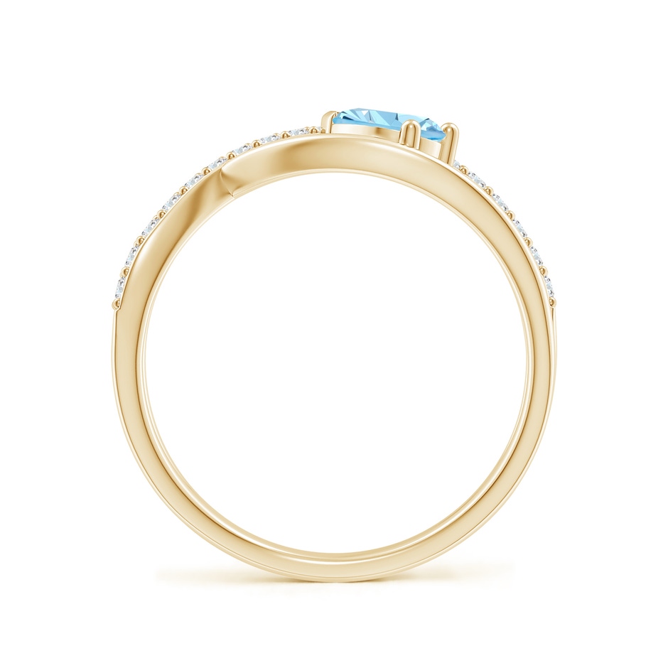 6x4mm AAAA Criss Cross Pear Shaped Aquamarine Ring with Diamond Accents in Yellow Gold side-1