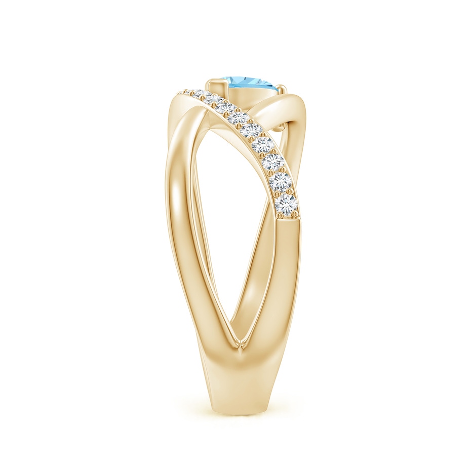 6x4mm AAAA Criss Cross Pear Shaped Aquamarine Ring with Diamond Accents in Yellow Gold side-2