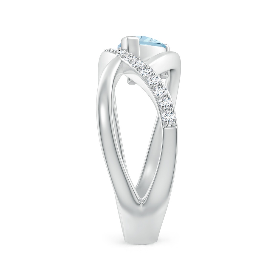 7x5mm AA Criss Cross Pear Shaped Aquamarine Ring with Diamond Accents in P950 Platinum side-2