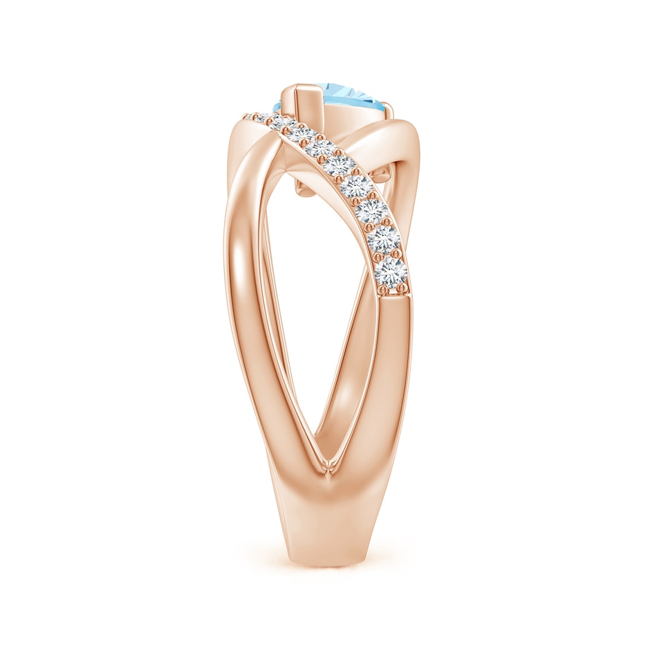 7x5mm AAA Criss Cross Pear Shaped Aquamarine Ring with Diamond Accents in Rose Gold side-2