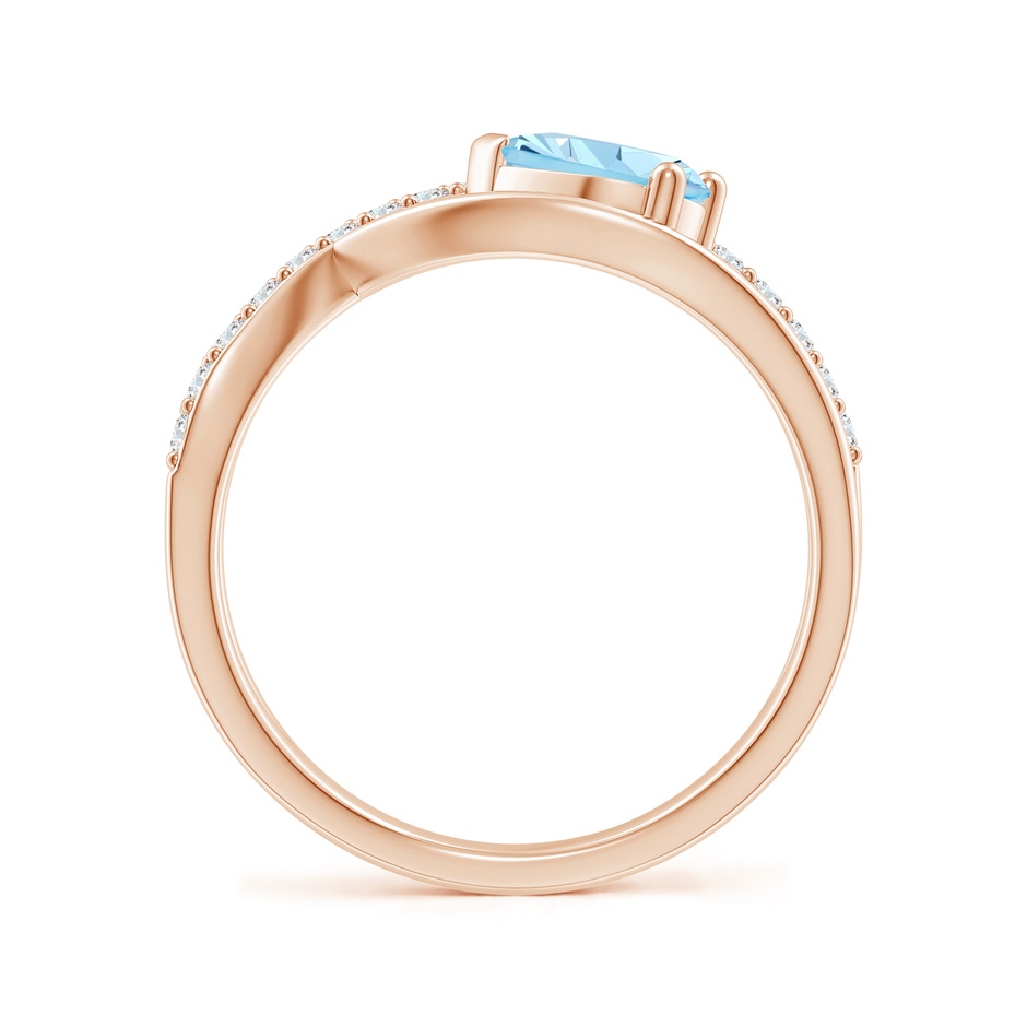 7x5mm AAAA Criss Cross Pear Shaped Aquamarine Ring with Diamond Accents in Rose Gold side-1