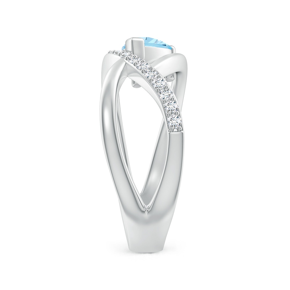 7x5mm AAAA Criss Cross Pear Shaped Aquamarine Ring with Diamond Accents in White Gold side-2