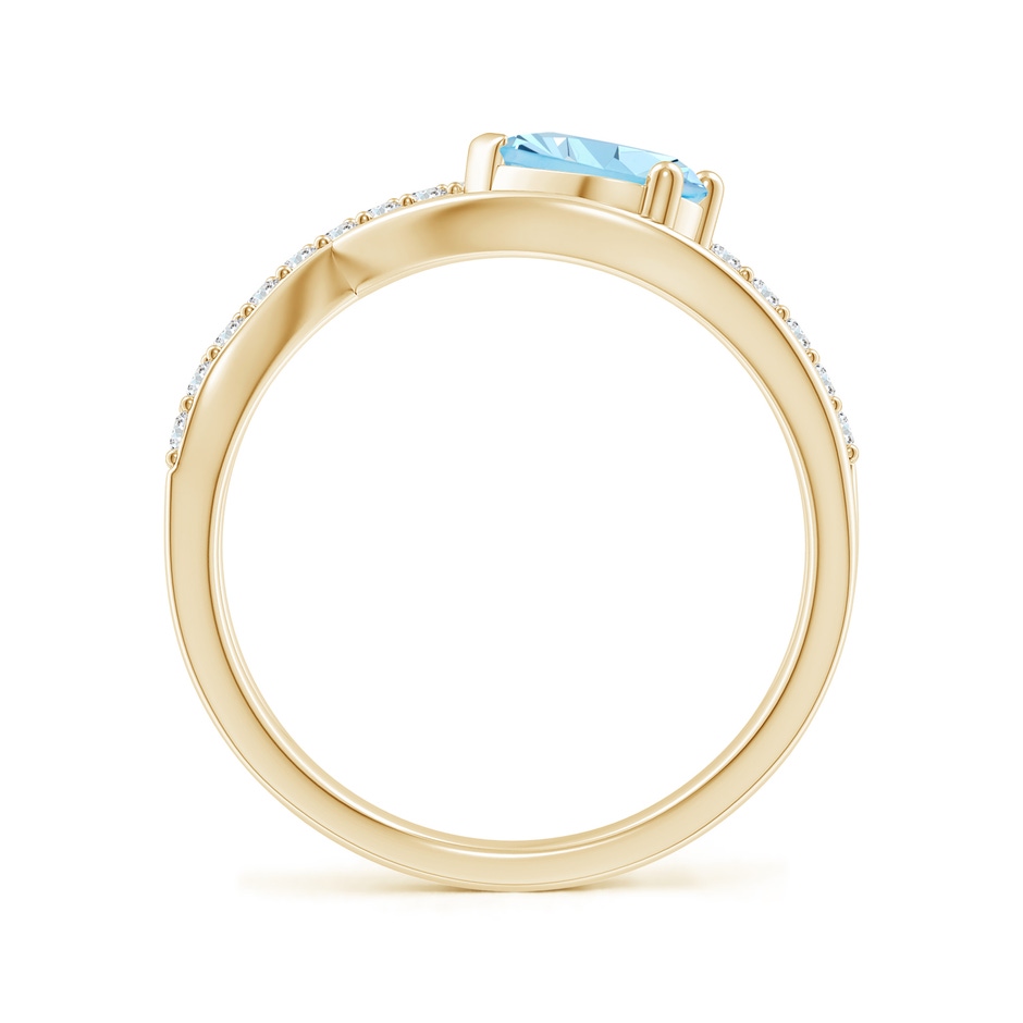 7x5mm AAAA Criss Cross Pear Shaped Aquamarine Ring with Diamond Accents in Yellow Gold side-1