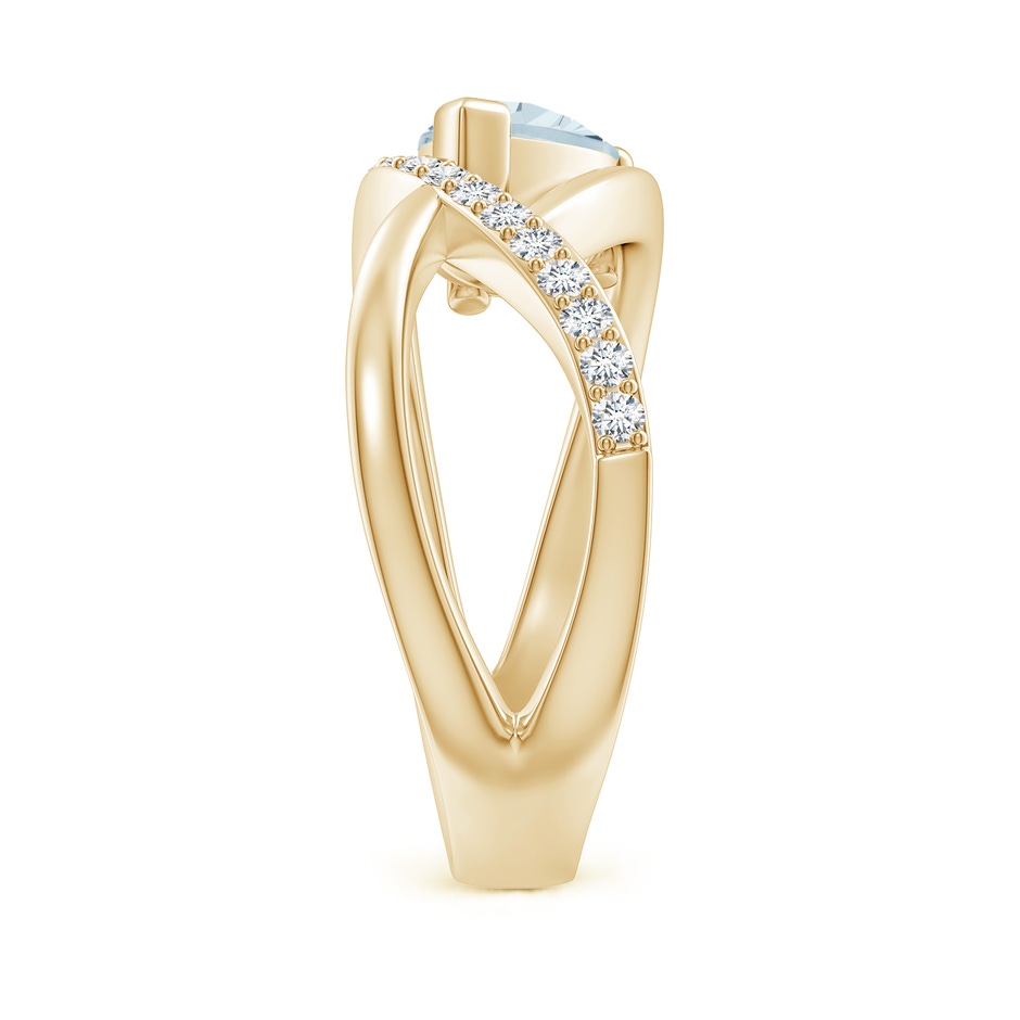 8x6mm A Criss Cross Pear Shaped Aquamarine Ring with Diamond Accents in Yellow Gold side-2