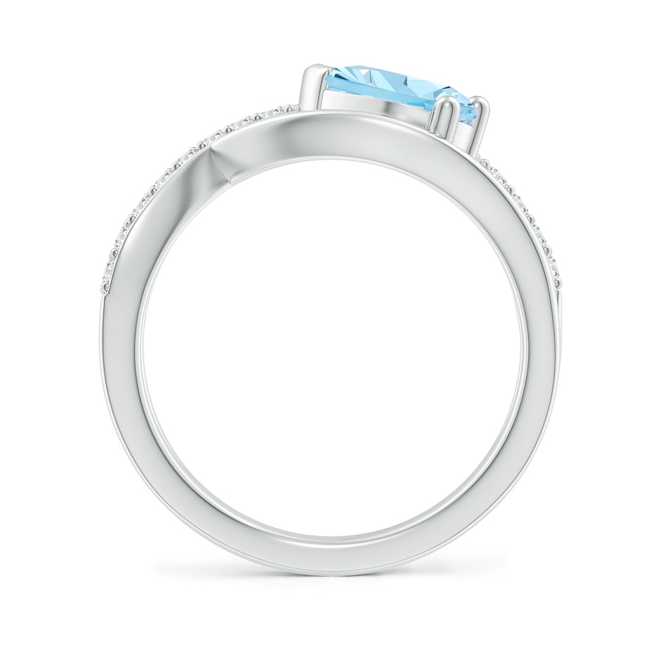 8x6mm AAAA Criss Cross Pear Shaped Aquamarine Ring with Diamond Accents in P950 Platinum side-1
