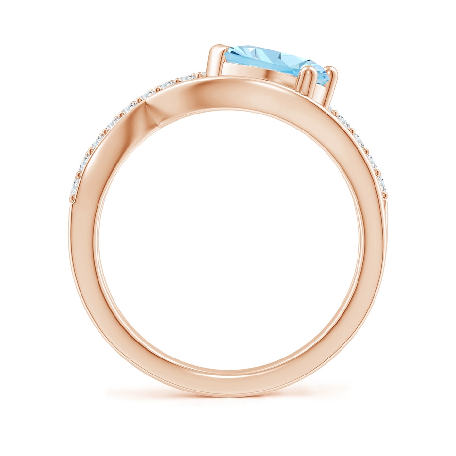 8x6mm AAAA Criss Cross Pear Shaped Aquamarine Ring with Diamond Accents in Rose Gold side-1