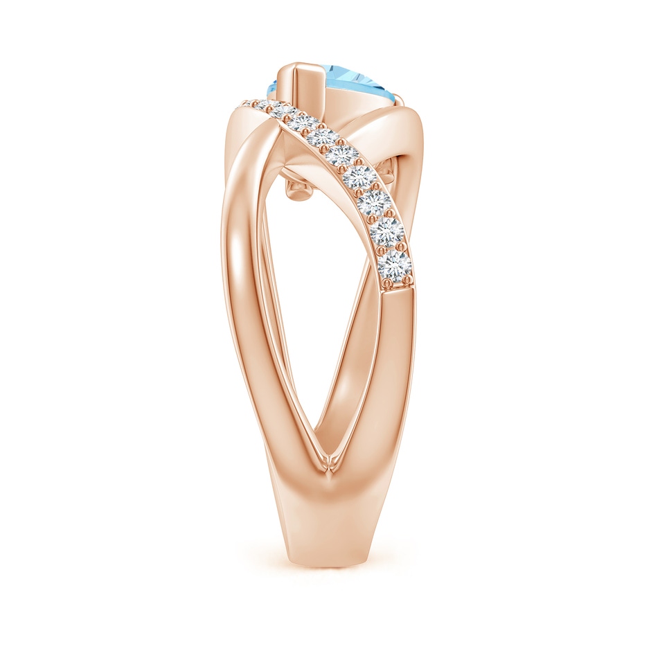 8x6mm AAAA Criss Cross Pear Shaped Aquamarine Ring with Diamond Accents in Rose Gold side-2