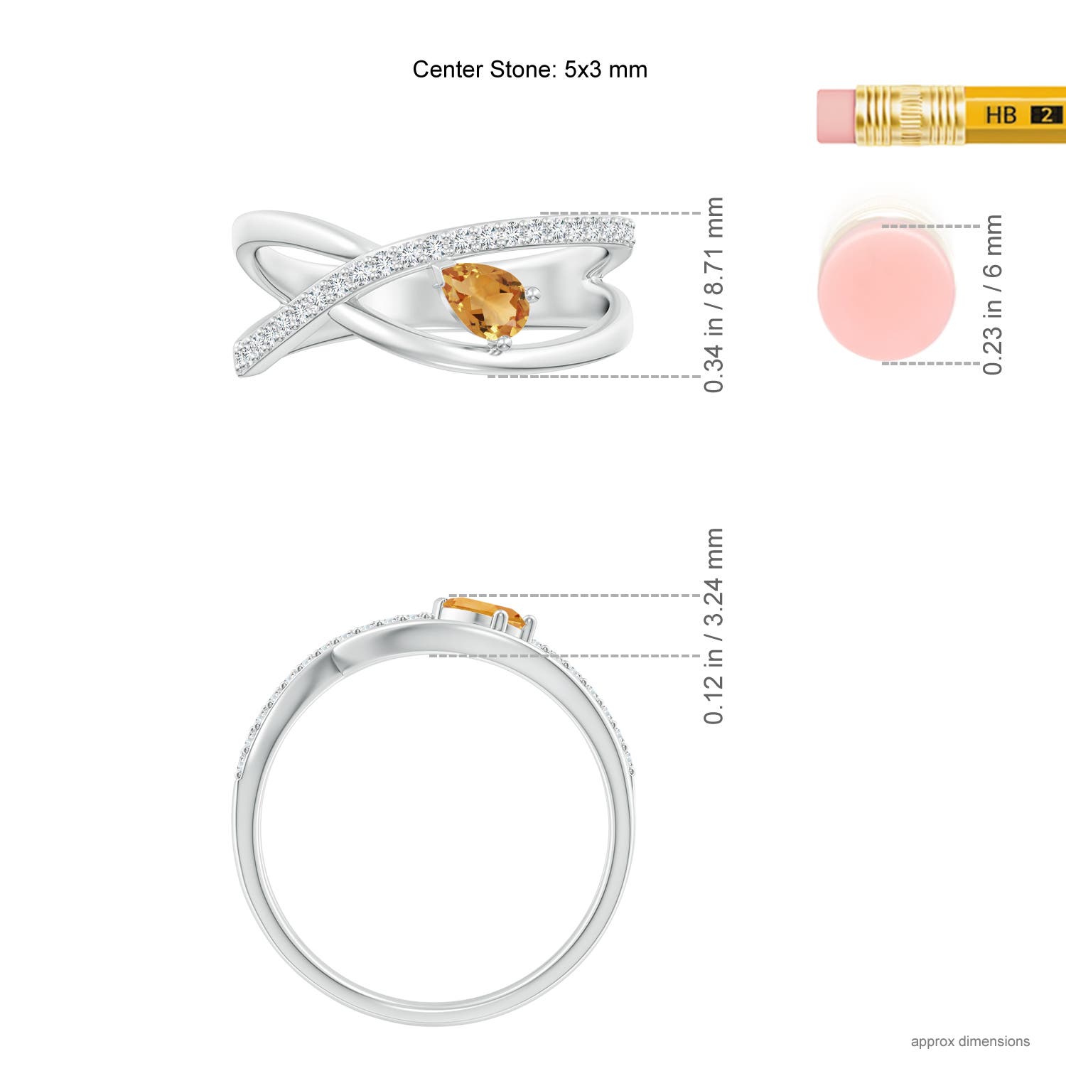 A - Citrine / 0.37 CT / 14 KT White Gold