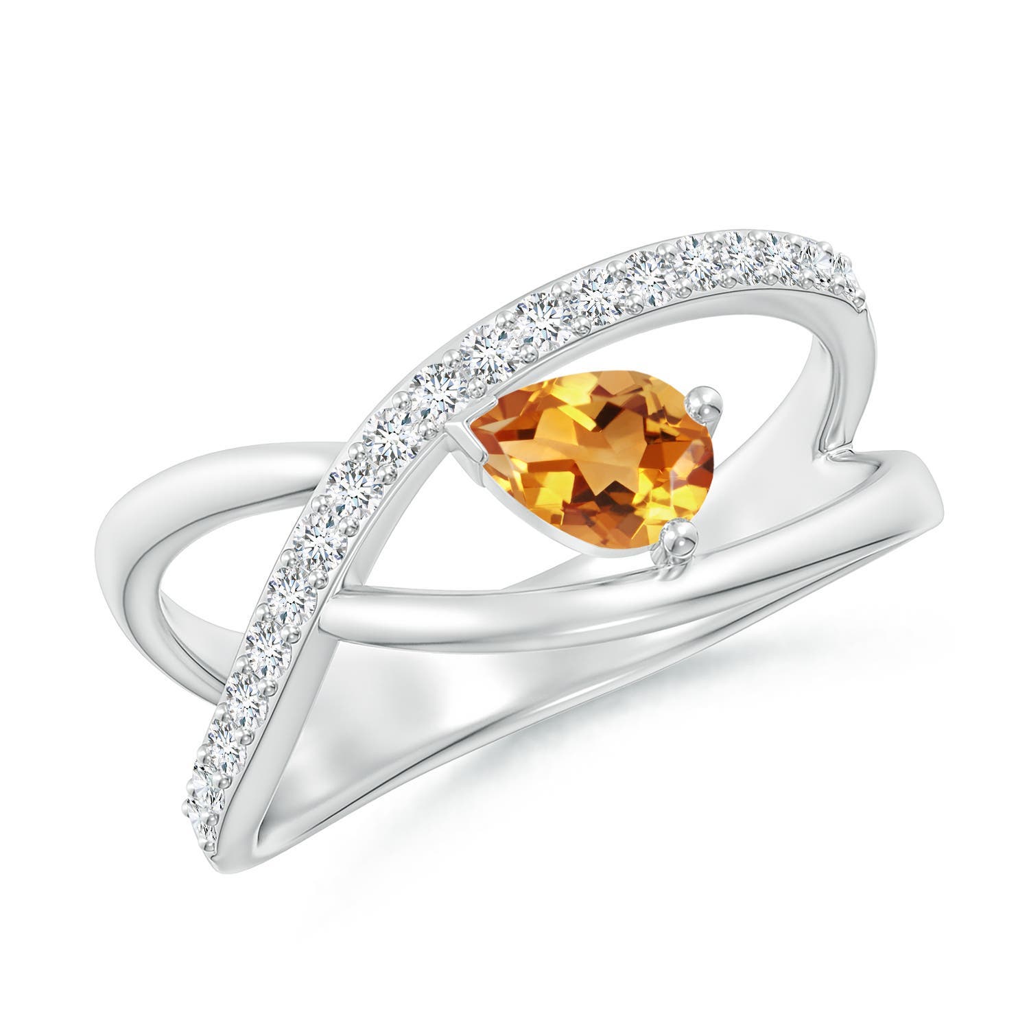 AA - Citrine / 0.57 CT / 14 KT White Gold