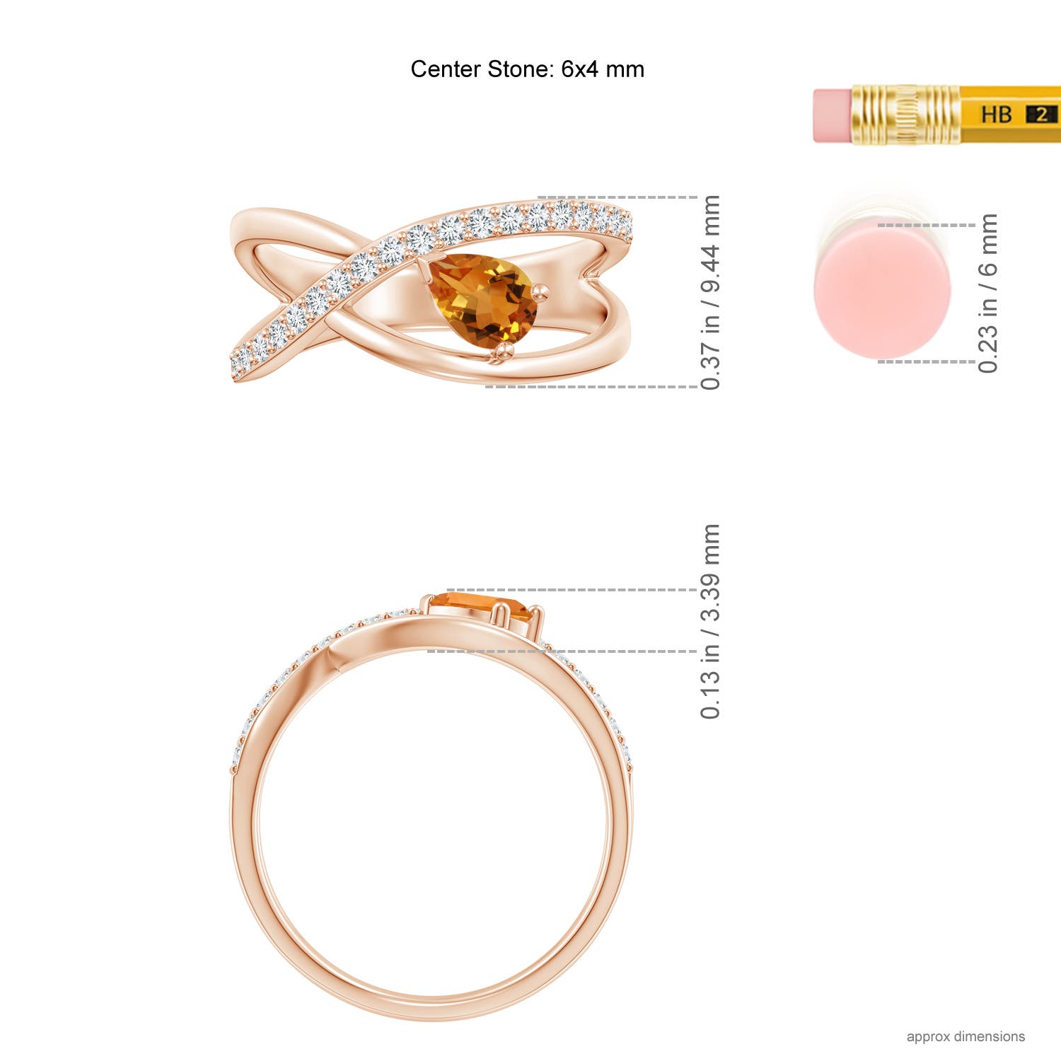 AAA - Citrine / 0.57 CT / 14 KT Rose Gold