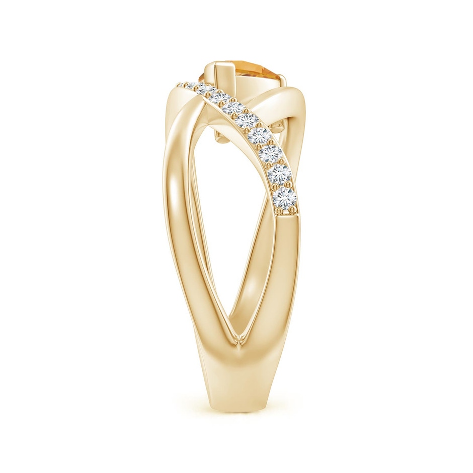 7x5mm A Criss Cross Pear Shaped Citrine Ring with Diamond Accents in Yellow Gold side 299