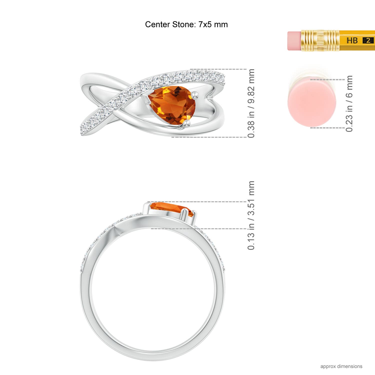 AAAA - Citrine / 0.82 CT / 14 KT White Gold