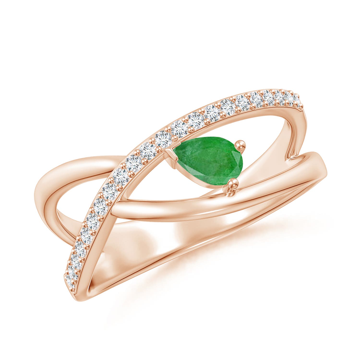 A - Emerald / 0.38 CT / 14 KT Rose Gold