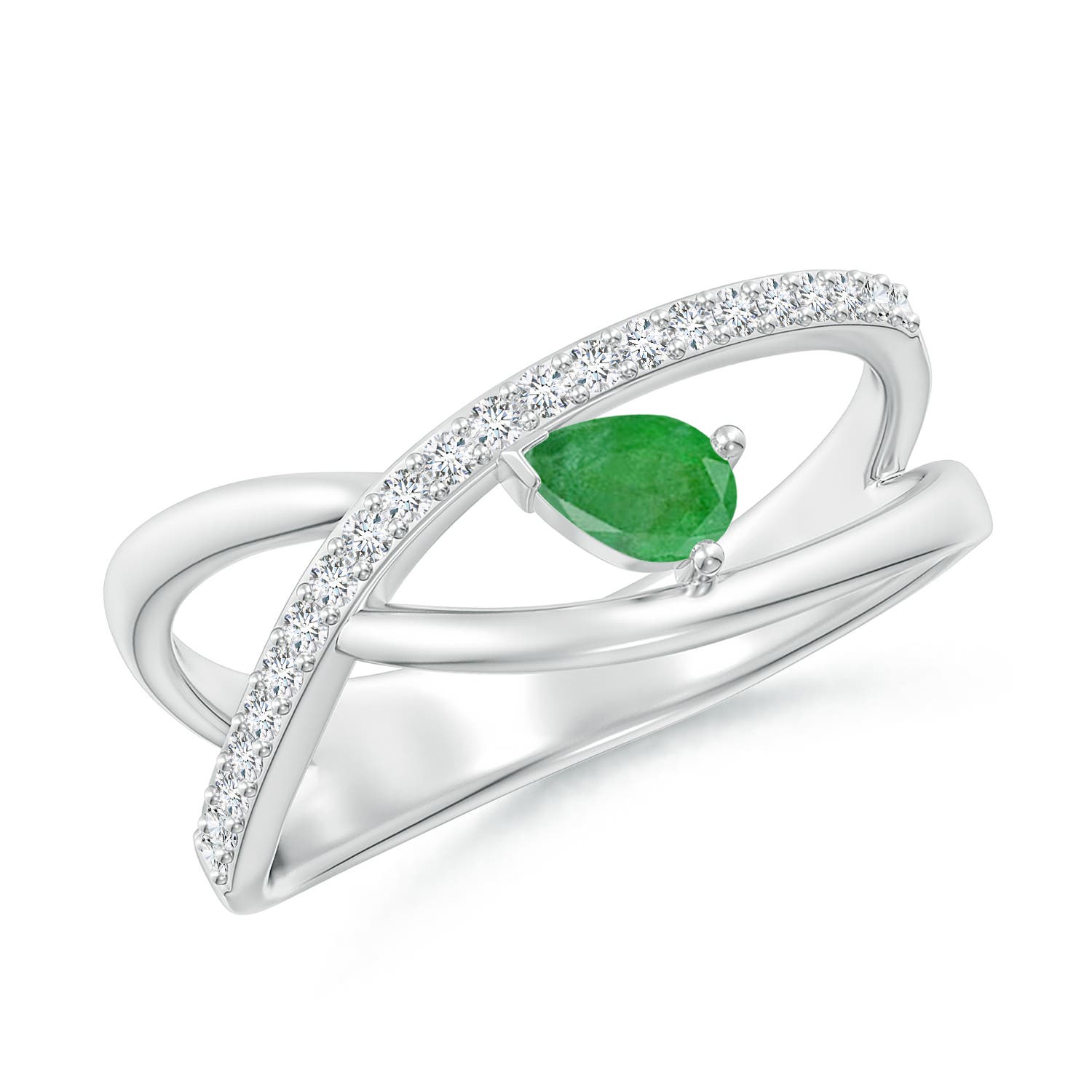 A - Emerald / 0.38 CT / 14 KT White Gold