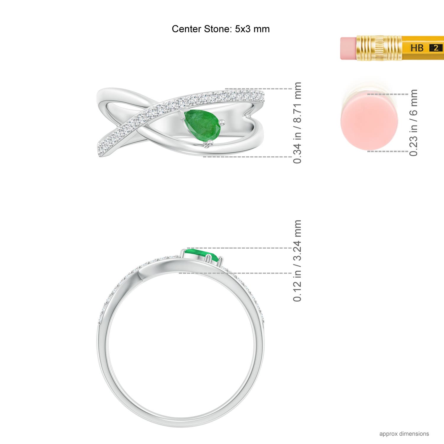 A - Emerald / 0.38 CT / 14 KT White Gold